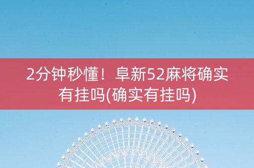 2分钟秒懂！阜新52麻将确实有挂吗(确实有挂吗)