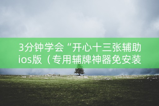 3分钟学会“开心十三张辅助ios版（专用辅牌神器免安装）