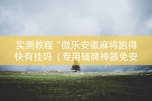 实测教程“微乐安徽麻将跑得快有挂吗（专用辅牌神器免安装）