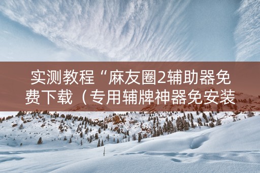 实测教程“麻友圈2辅助器免费下载（专用辅牌神器免安装）