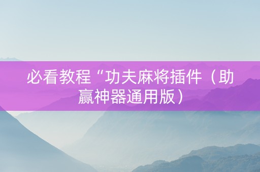 必看教程“功夫麻将插件（助赢神器通用版）