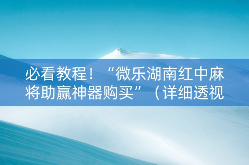 必看教程！“微乐湖南红中麻将助赢神器购买”（详细透视教程）-哔哩哔哩