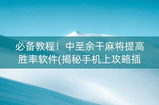 必备教程！中至余干麻将提高胜率软件(揭秘手机上攻略插件)