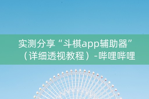 实测分享“斗棋app辅助器”（详细透视教程）-哔哩哔哩