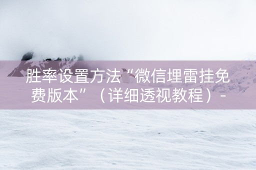 胜率设置方法“微信埋雷挂免费版本”（详细透视教程）-哔哩哔哩