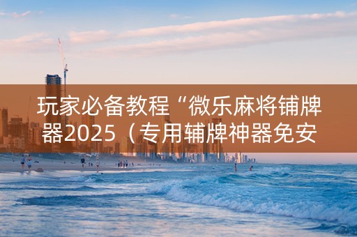 玩家必备教程“微乐麻将铺牌器2025（专用辅牌神器免安装）