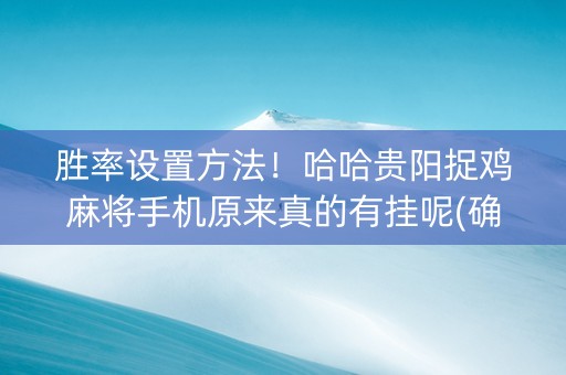 胜率设置方法！哈哈贵阳捉鸡麻将手机原来真的有挂呢(确定是有挂)