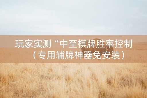 玩家实测“中至棋牌胜率控制（专用辅牌神器免安装）
