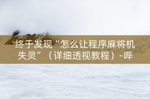 终于发现“怎么让程序麻将机失灵”（详细透视教程）-哔哩哔哩