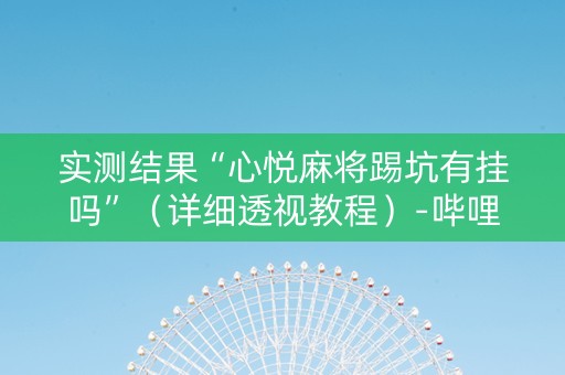 实测结果“心悦麻将踢坑有挂吗”（详细透视教程）-哔哩哔哩