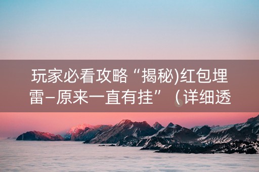 玩家必看攻略“揭秘)红包埋雷—原来一直有挂”（详细透视教程）-哔哩哔哩