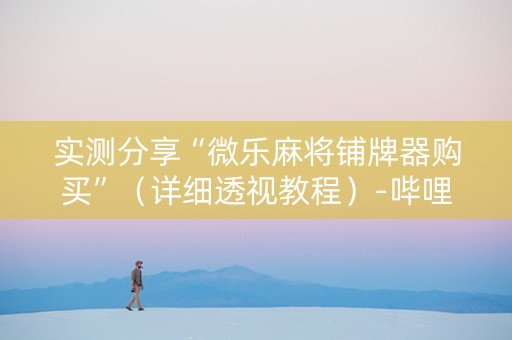 实测分享“微乐麻将铺牌器购买”（详细透视教程）-哔哩哔哩