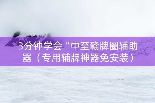 3分钟学会“中至赣牌圈辅助器（专用辅牌神器免安装）