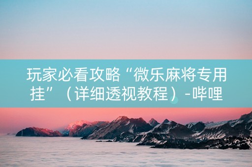 玩家必看攻略“微乐麻将专用挂”（详细透视教程）-哔哩哔哩