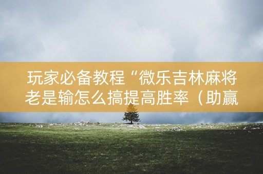 玩家必备教程“微乐吉林麻将老是输怎么搞提高胜率（助赢神器通用版）
