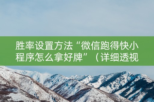 胜率设置方法“微信跑得快小程序怎么拿好牌”（详细透视教程）-哔哩哔哩