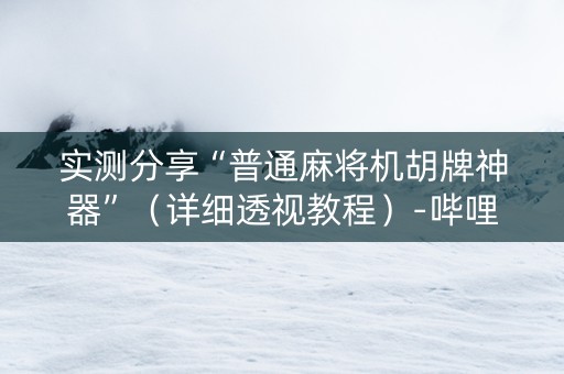 实测分享“普通麻将机胡牌神器”（详细透视教程）-哔哩哔哩