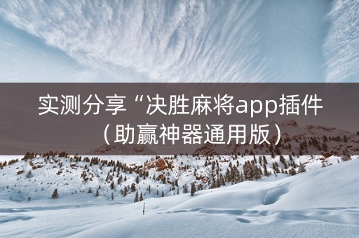 实测分享“决胜麻将app插件（助赢神器通用版）