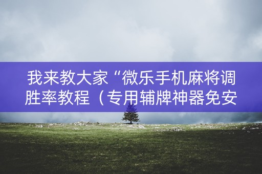 我来教大家“微乐手机麻将调胜率教程（专用辅牌神器免安装）