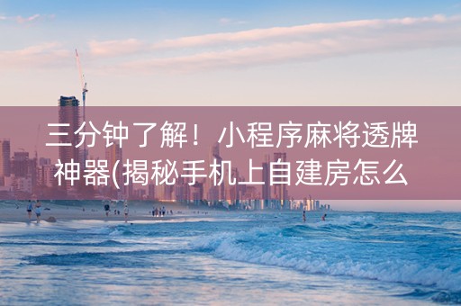 三分钟了解！小程序麻将透牌神器(揭秘手机上自建房怎么赢)