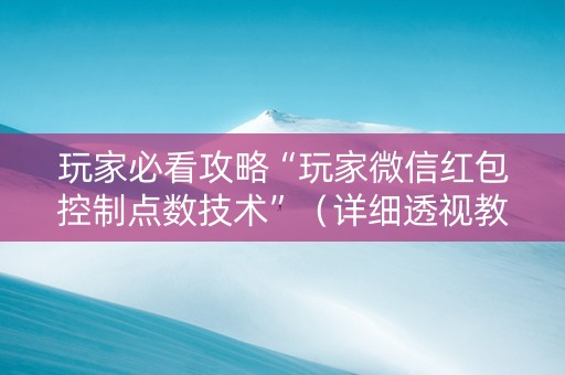 玩家必看攻略“玩家微信红包控制点数技术”（详细透视教程）-哔哩哔哩