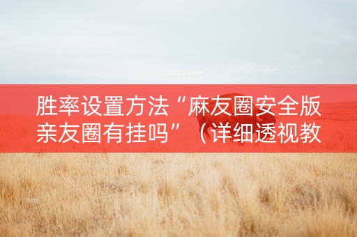胜率设置方法“麻友圈安全版亲友圈有挂吗”（详细透视教程）-哔哩哔哩
