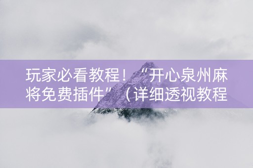 玩家必看教程！“开心泉州麻将免费插件”（详细透视教程）-哔哩哔哩