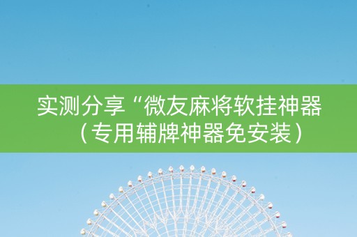 实测分享“微友麻将软挂神器（专用辅牌神器免安装）