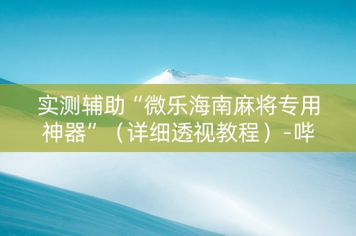 实测辅助“微乐海南麻将专用神器”（详细透视教程）-哔哩哔哩