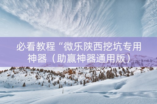 必看教程“微乐陕西挖坑专用神器（助赢神器通用版）