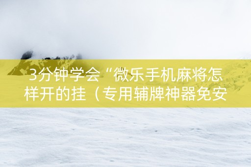 3分钟学会“微乐手机麻将怎样开的挂（专用辅牌神器免安装）