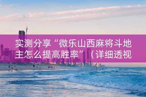 实测分享“微乐山西麻将斗地主怎么提高胜率”（详细透视教程）-哔哩哔哩