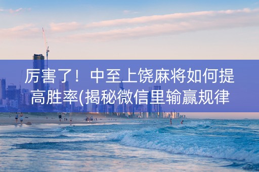 厉害了！中至上饶麻将如何提高胜率(揭秘微信里输赢规律)