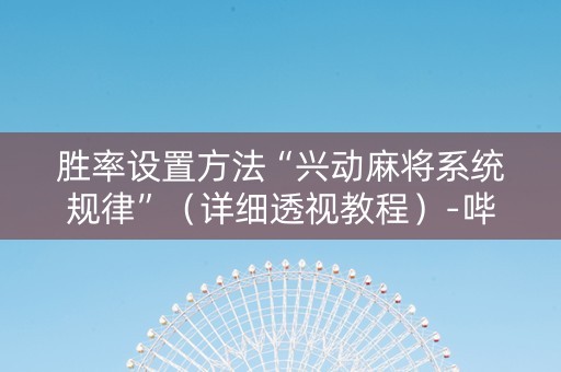 胜率设置方法“兴动麻将系统规律”（详细透视教程）-哔哩哔哩