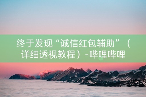 终于发现“诚信红包辅助”（详细透视教程）-哔哩哔哩