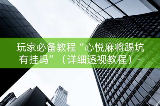 玩家必备教程“心悦麻将踢坑有挂吗”（详细透视教程）-哔哩哔哩