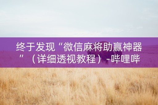 终于发现“微信麻将助赢神器”（详细透视教程）-哔哩哔哩