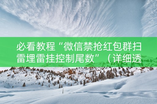 必看教程“微信禁抢红包群扫雷埋雷挂控制尾数”（详细透视教程）-哔哩哔哩