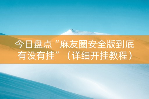 今日盘点“麻友圈安全版到底有没有挂”（详细开挂教程）-哔哩哔哩