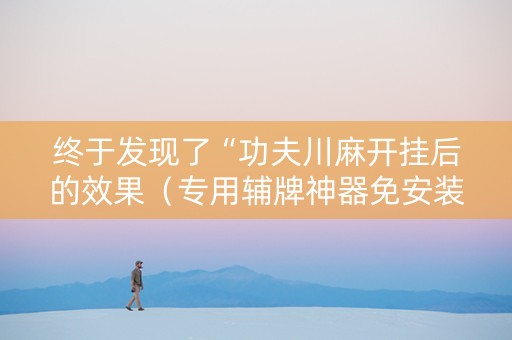 终于发现了“功夫川麻开挂后的效果（专用辅牌神器免安装）