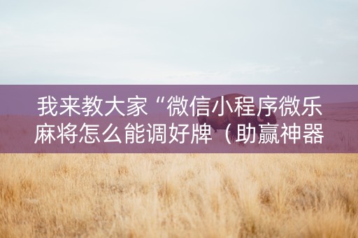 我来教大家“微信小程序微乐麻将怎么能调好牌（助赢神器通用版）