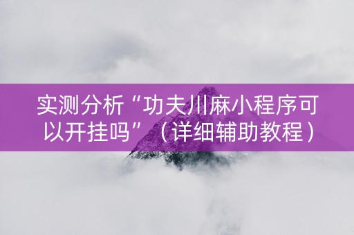 实测分析“功夫川麻小程序可以开挂吗”（详细辅助教程）-哔哩哔哩