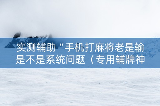 实测辅助“手机打麻将老是输是不是系统问题（专用辅牌神器免安装）