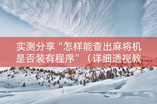 实测分享“怎样能查出麻将机是否装有程序”（详细透视教程）-哔哩哔哩