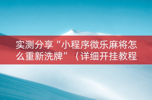 实测分享“小程序微乐麻将怎么重新洗牌”（详细开挂教程）-哔哩哔哩