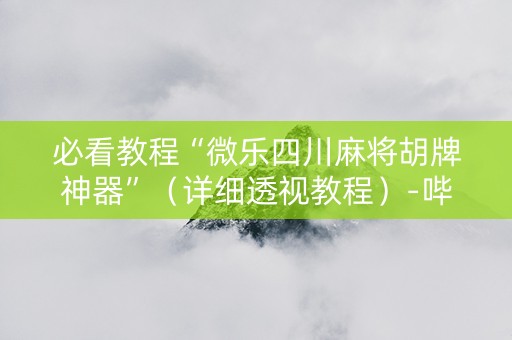 必看教程“微乐四川麻将胡牌神器”（详细透视教程）-哔哩哔哩