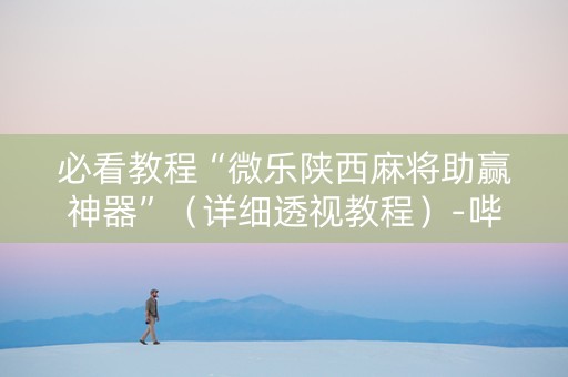 必看教程“微乐陕西麻将助赢神器”（详细透视教程）-哔哩哔哩