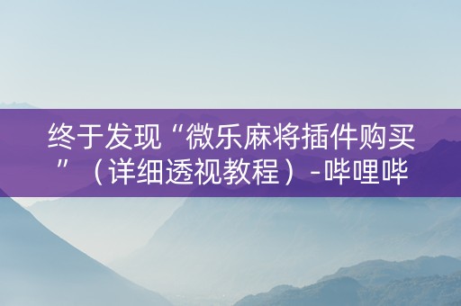 终于发现“微乐麻将插件购买”（详细透视教程）-哔哩哔哩