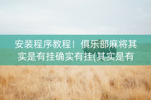 安装程序教程！俱乐部麻将其实是有挂确实有挂(其实是有挂的)
