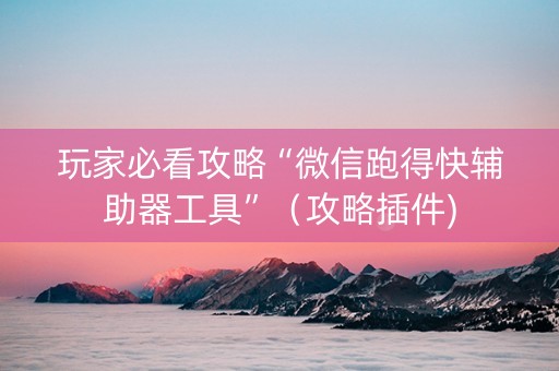 玩家必看攻略“微信跑得快辅助器工具”（攻略插件)
